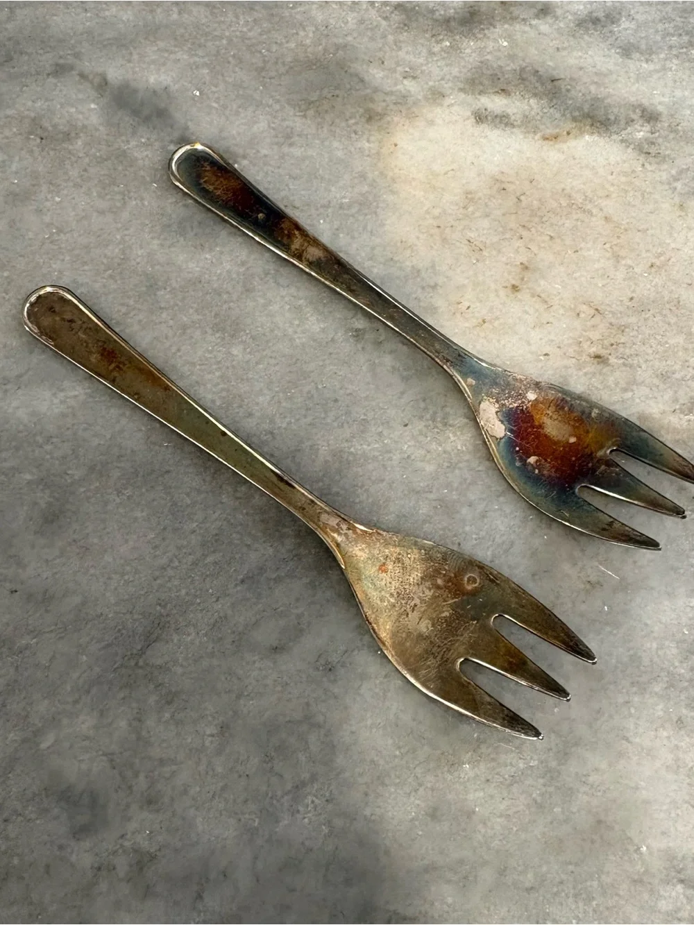 Vtg Set of 2 LEONARD Silver Plated Italy Small Cocktail Seafood Fork Replacement